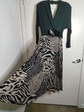 Charles Alan by Anita Hermesdorf (Sz 10) Vintage Animal Print Slip Pocket Dress